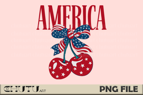 Bold Cherry PNG: A Patriotic Graphic for Summer Designs