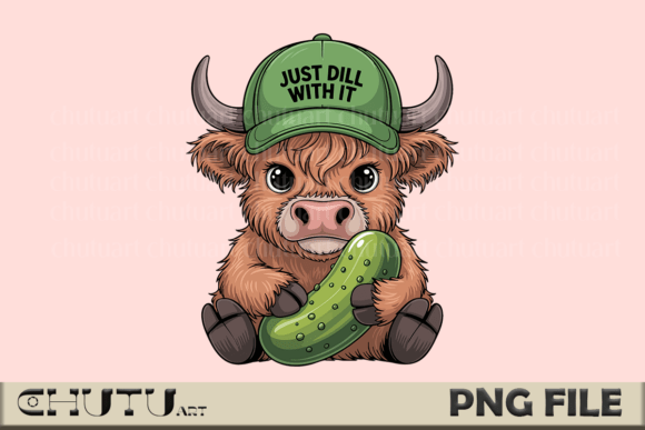 Dill Cow PNG: A Cute Pickle Hat Graphic for Pun-Lovers