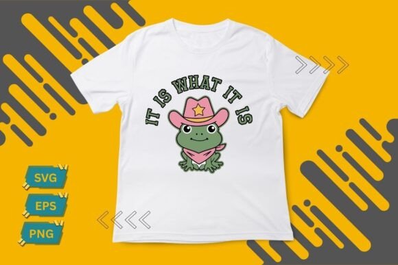Embrace Western Charm with Cute Cartoon Cowboy Frog Graphic T-Shirt