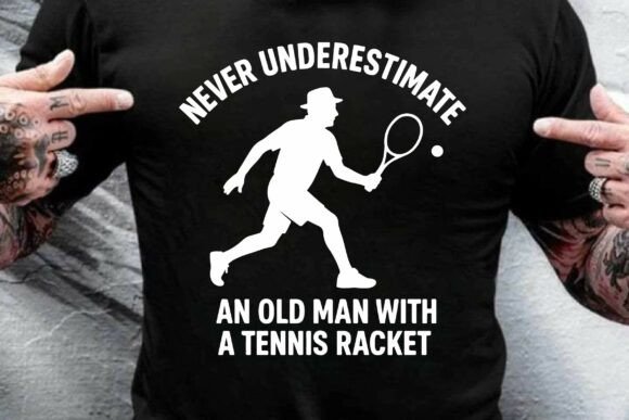 Old Man Tennis Player Graphic Shirt: A Vintage Sports Design for Your Projects