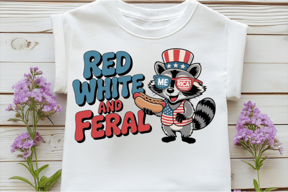 Patriotic Raccoon with American Graphic: A Designer's Playful Asset