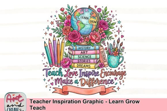 Teacher Inspiration Graphic: Learn, Grow, Teach Design