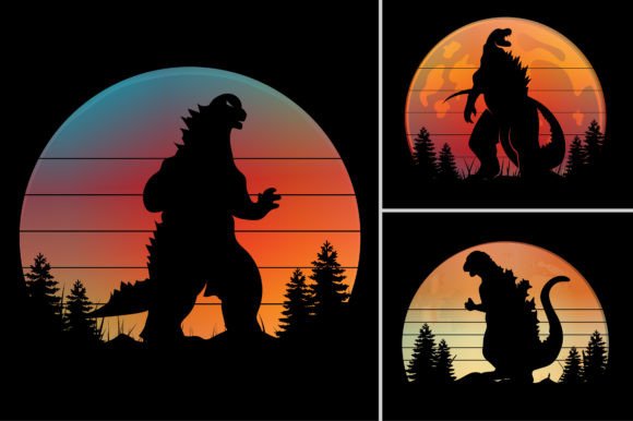 Unleash Your Brand with the Godzilla Sunset T-Shirt Design Graphic